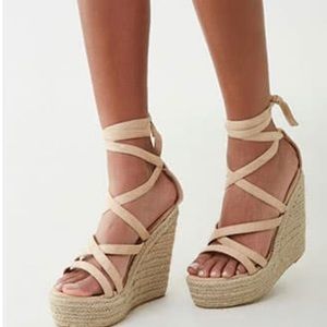 Brand new lace up wedge heels